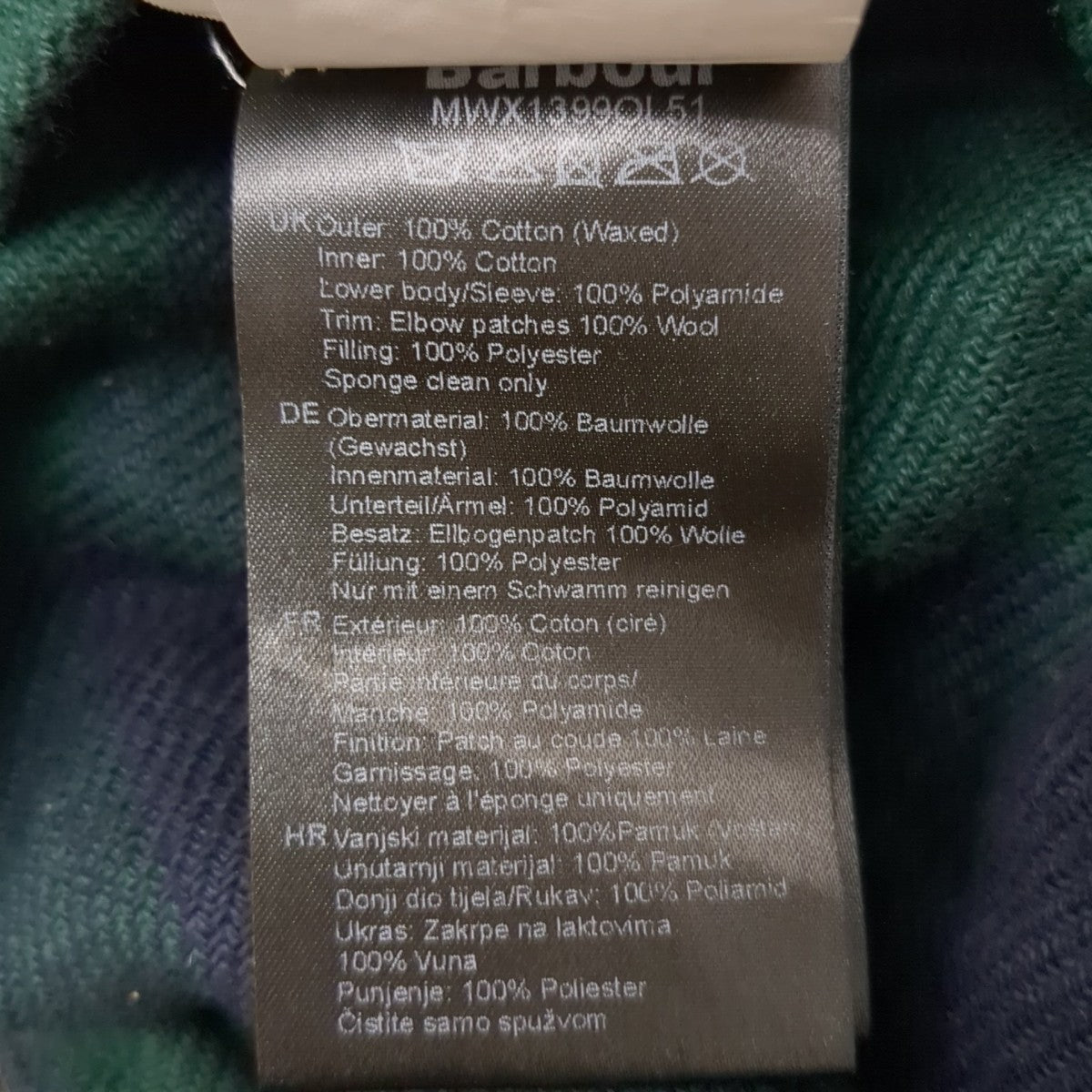 Barbour COLL WAX JACKETフーデッドジャケットMWX1399OL51 古着・中古-10枚目のアイテム画像