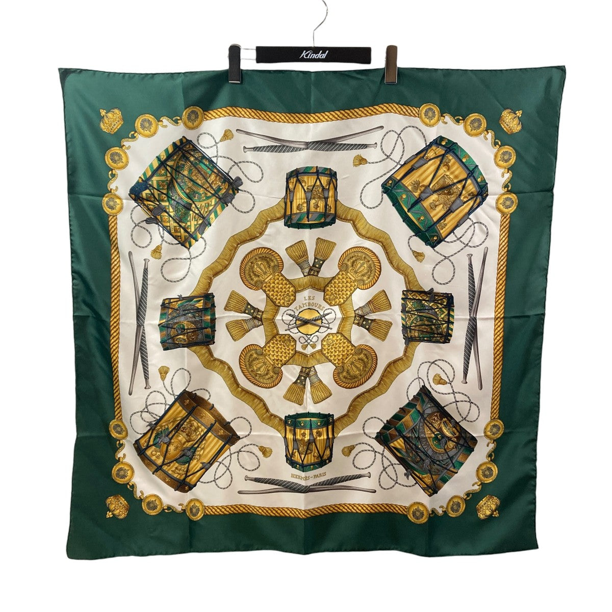 HERMES(エルメス) LES TAMBOURS タンブールの太鼓スカーフ グリーン