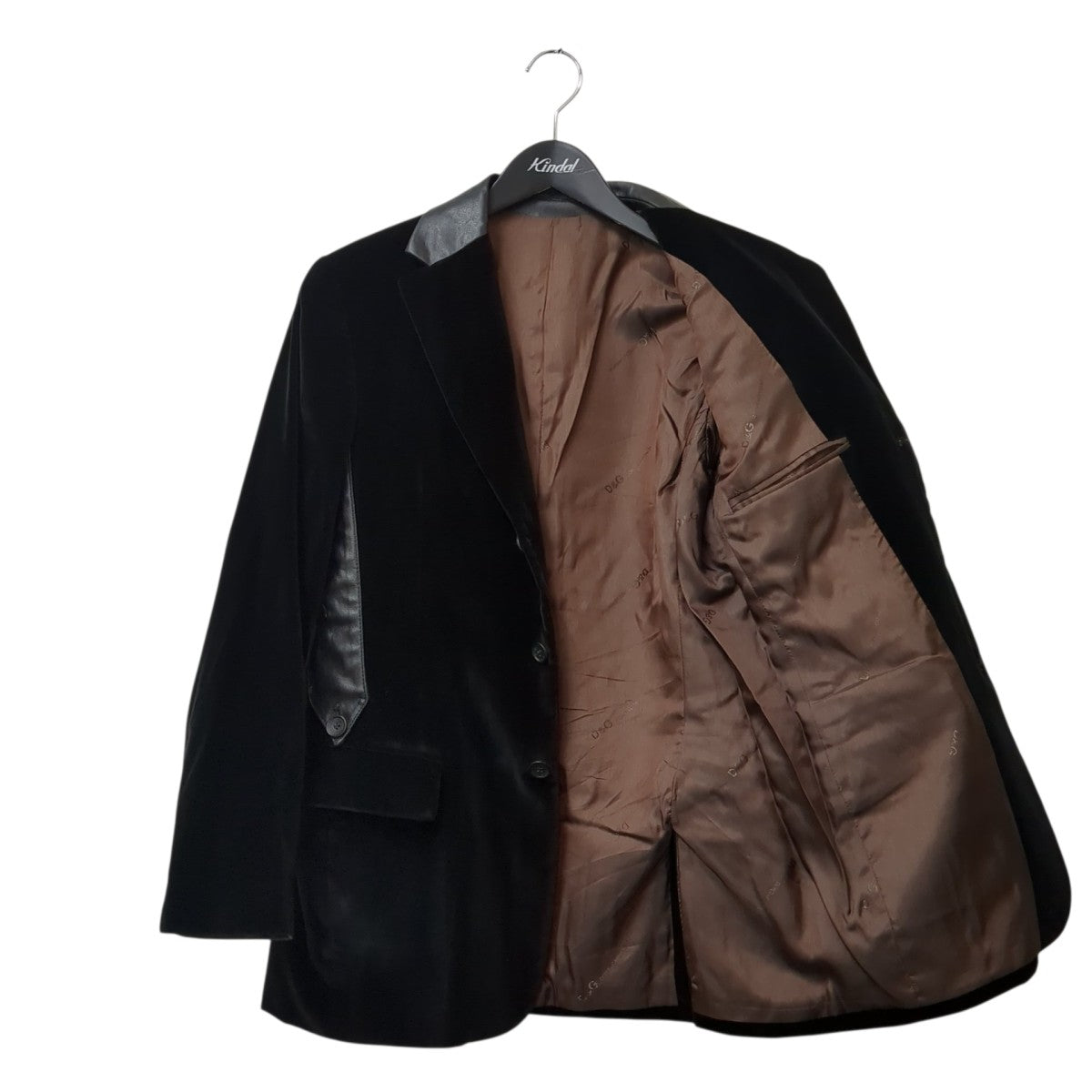 DOLCE ＆ GABBANA レザーコンビベロアテーラードジャケット 古着・中古-2枚目のアイテム画像