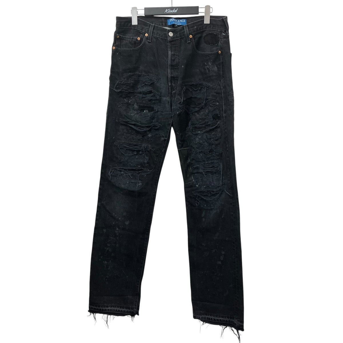 INNOCENCE NYC LEATHER PATCH DENIM PANTSデニムパンツINLPDM01 古着・中古-1枚目のアイテム画像