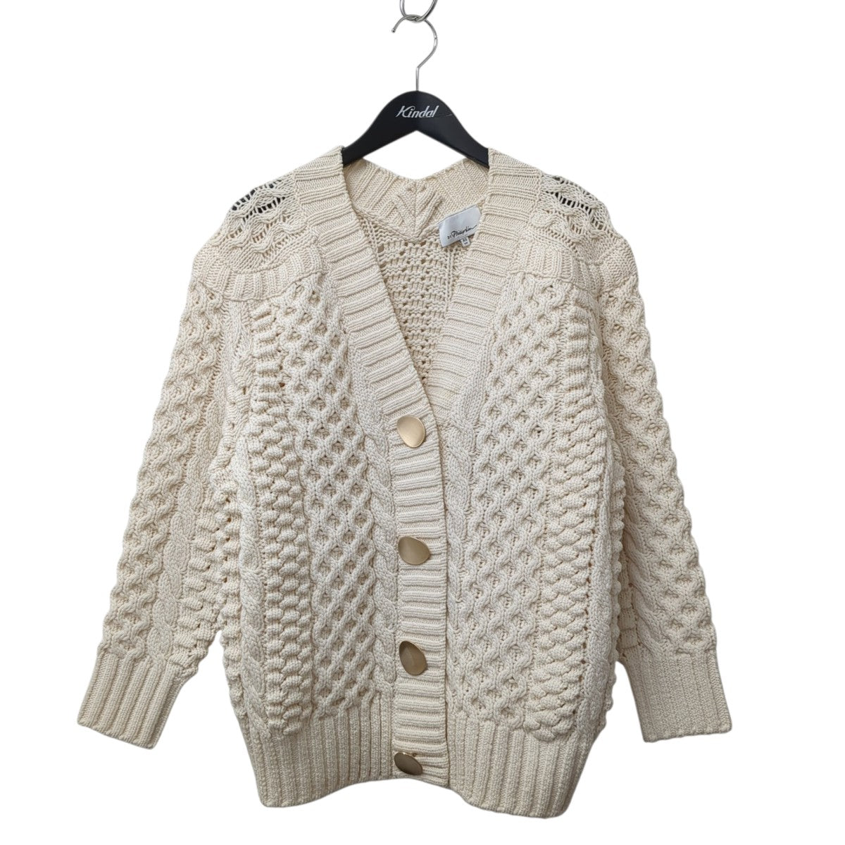 3．1 phillip lim CABLE CARDIGAN W SHANK BUTTONSケーブルニットP202-7337COC 古着・中古-1枚目のアイテム画像
