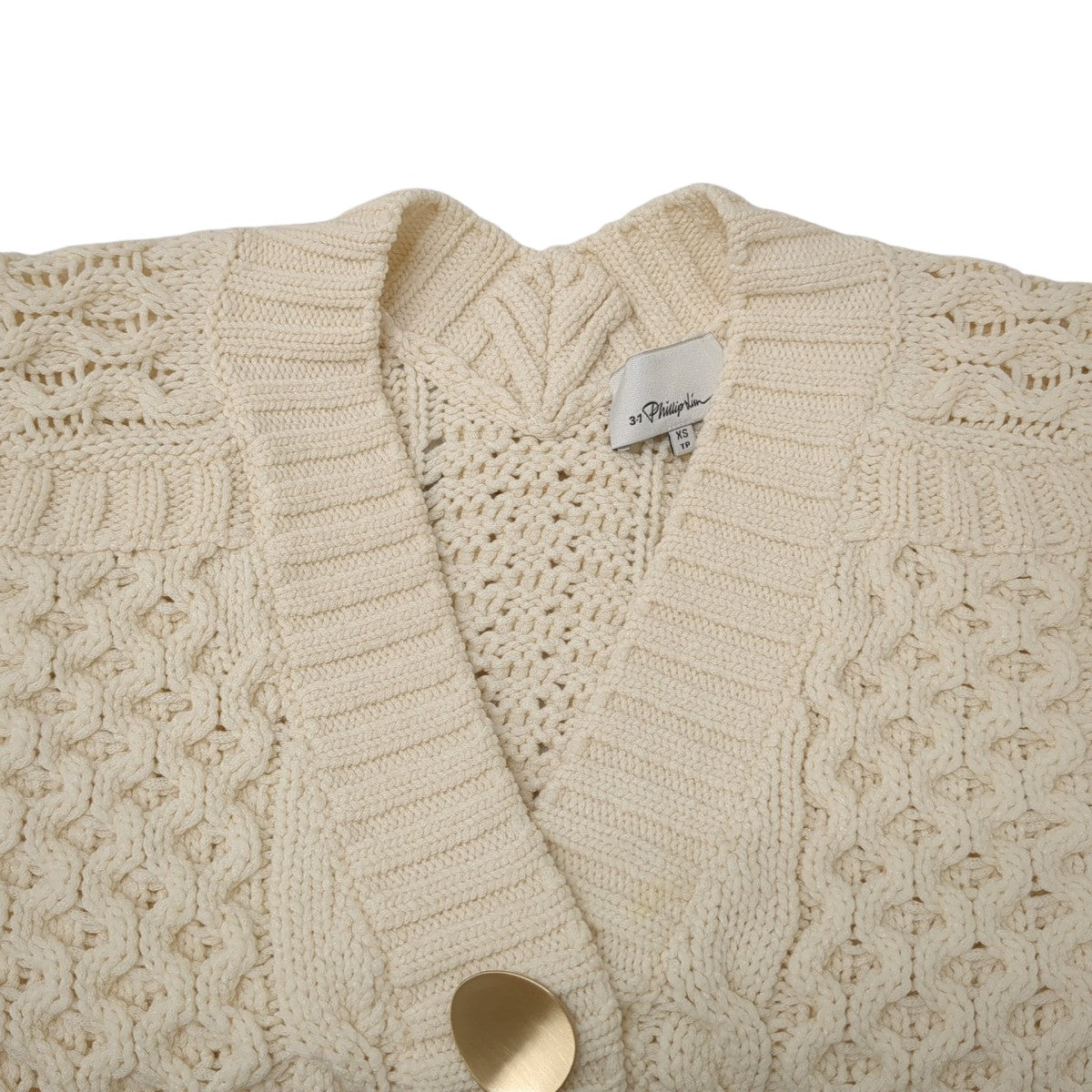 3．1 phillip lim CABLE CARDIGAN W SHANK BUTTONSケーブルニットP202-7337COC 古着・中古-3枚目のアイテム画像