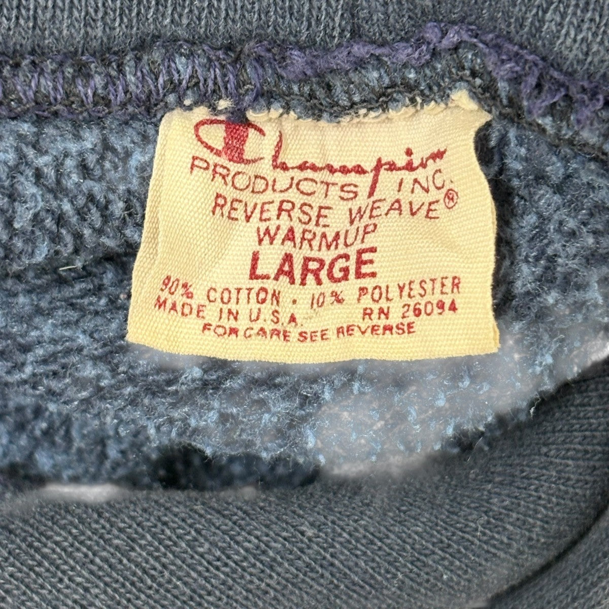 Champion 70s 単色タグ 目無しパーカー 古着・中古-5枚目のアイテム画像