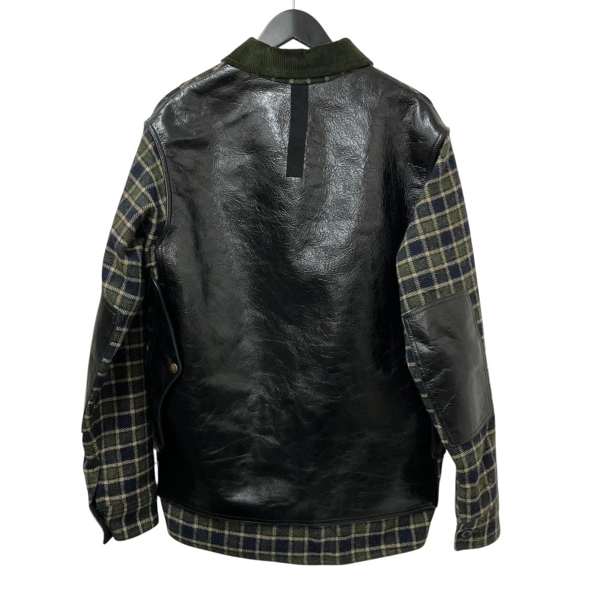 25AWウールナイロンチェックレザージャケットWP-J018