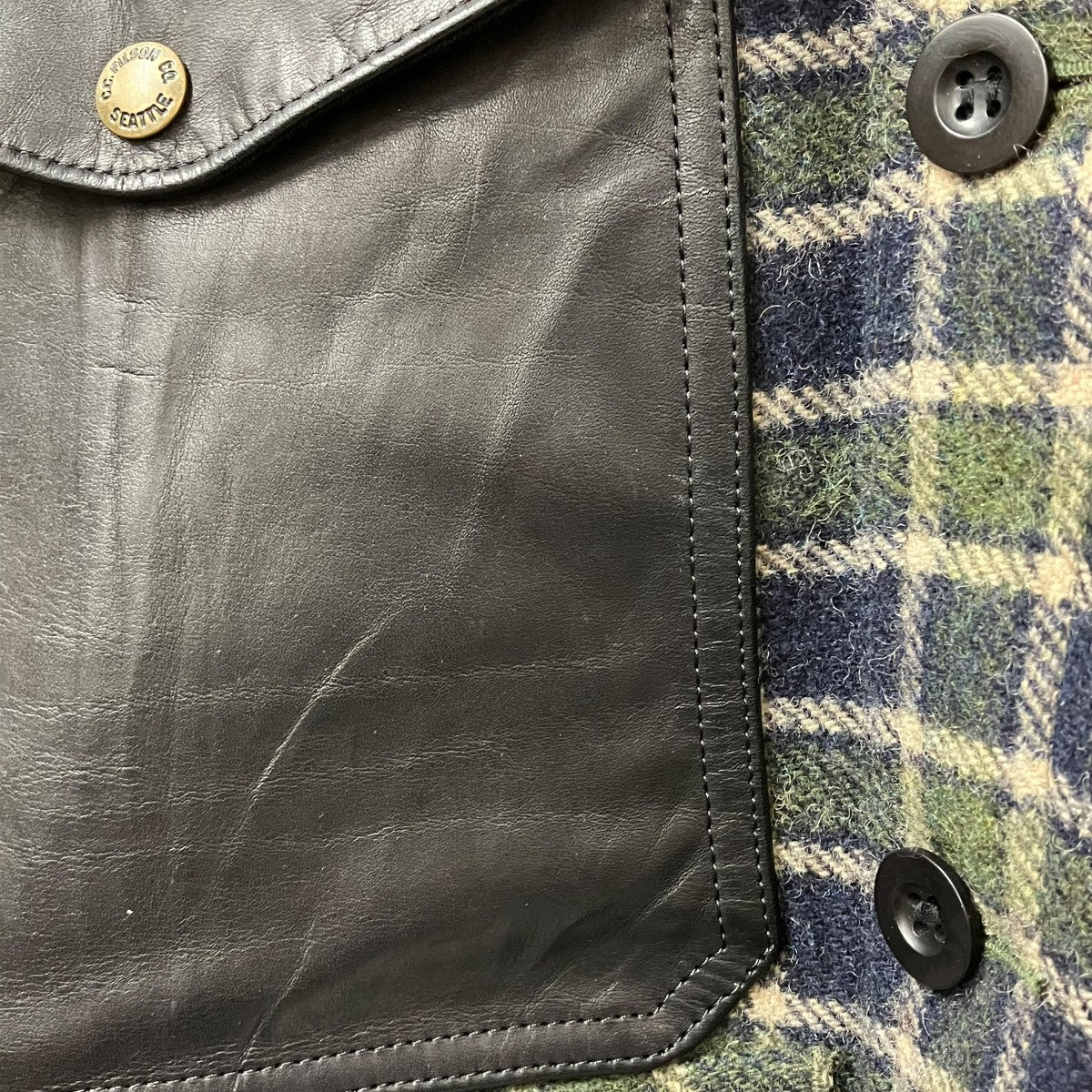 25AWウールナイロンチェックレザージャケットWP-J018
