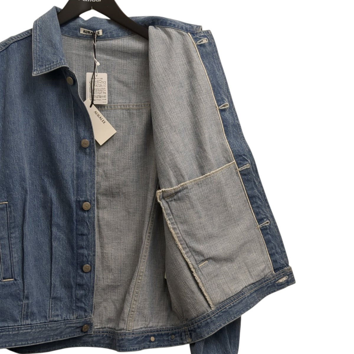 AURALEE SELVEDGE FADED LIGHT DENIM BLOUSONデニムジャケットA24SB01DE 古着・中古-3枚目のアイテム画像