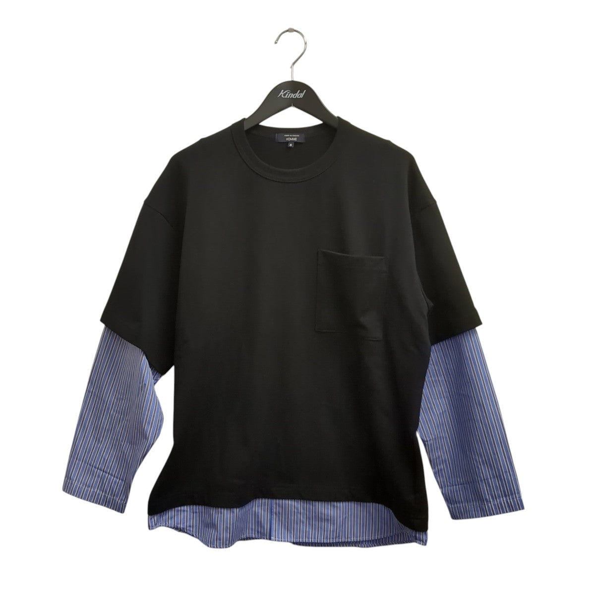 COMME des GARCONS HOMME 26SS綿度詰天竺×綿ポプリンストライプTシャツカトッソ―HQ-T006 古着・中古-1枚目のアイテム画像