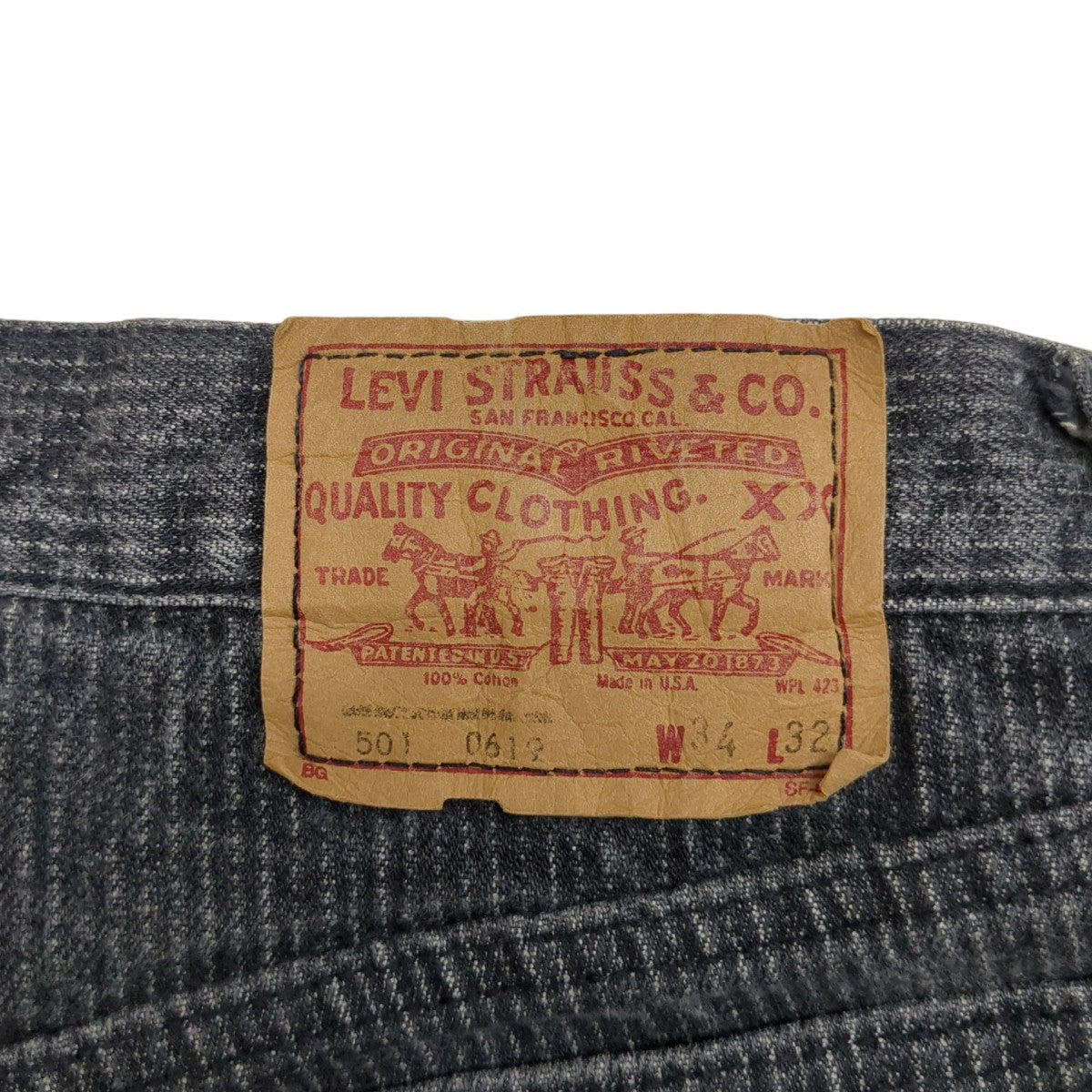 s*m様 【新品 未使用】Levi's ストライプ ワークパンツ リーバイス ヒ LEVI'S(リーバイス) 80-90s 501 先染め ストライプデニムパンツ グレー