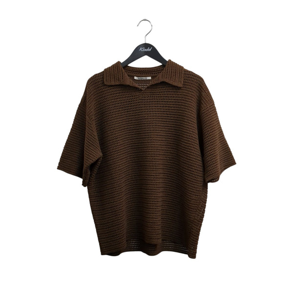 AURALEE(オーラリー) TUSSAH SILK COTTON MESH KNITニットポロシャツ