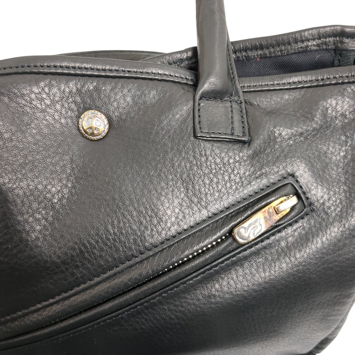 PC RIDERS LEATHER TOTE BAG S W   LOVE ＆ PEACE SILVERハンドバッグPC-017-3696-0010-0900