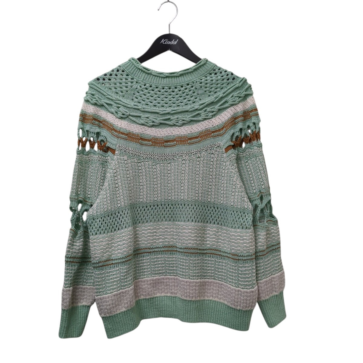 23AWBamboo Basket Pattern Knitted Top -Mint GreenセーターMM23SS-KN036