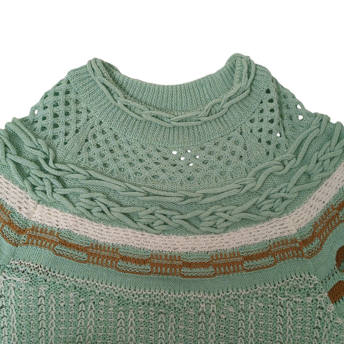 23AWBamboo Basket Pattern Knitted Top -Mint GreenセーターMM23SS-KN036