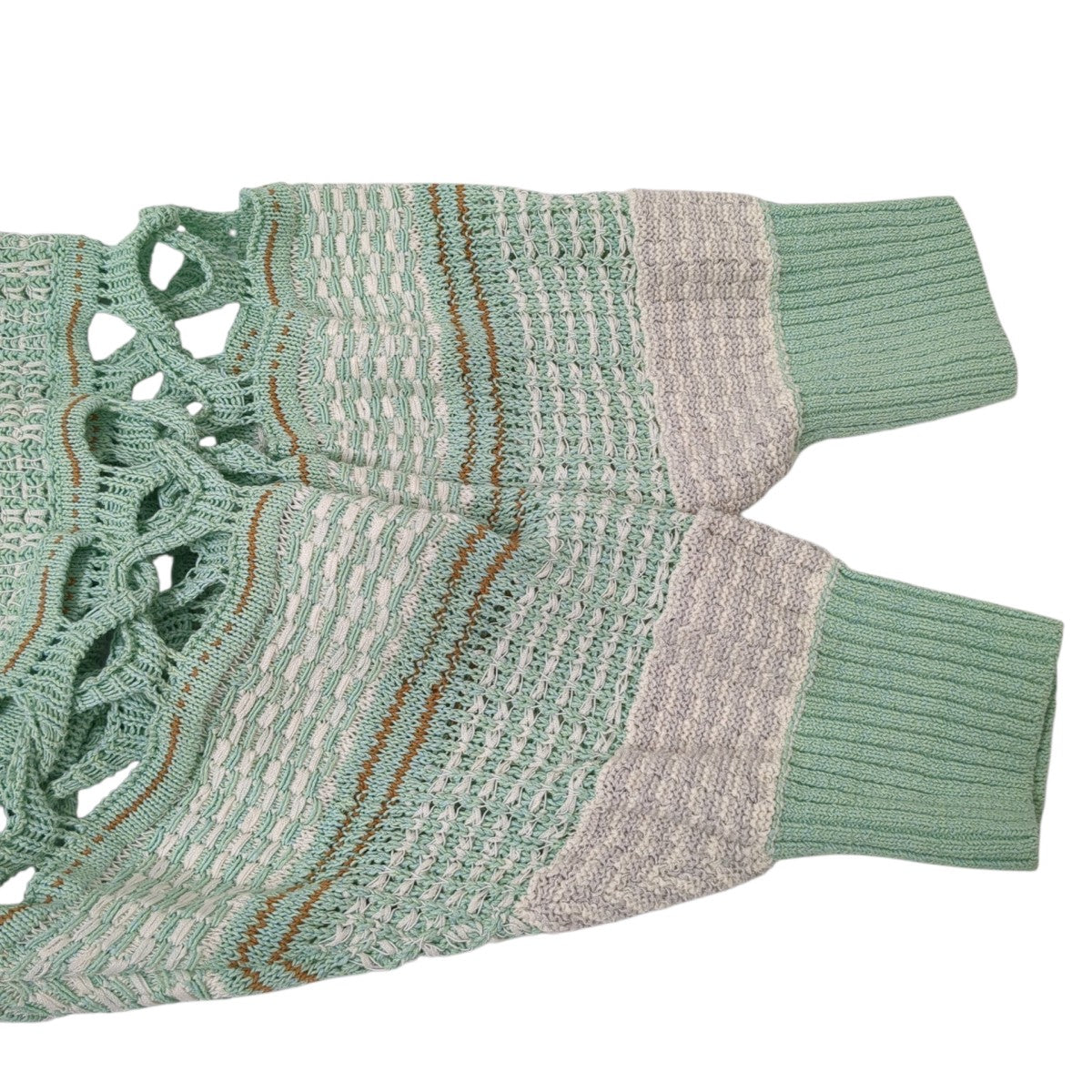 23AWBamboo Basket Pattern Knitted Top -Mint GreenセーターMM23SS-KN036
