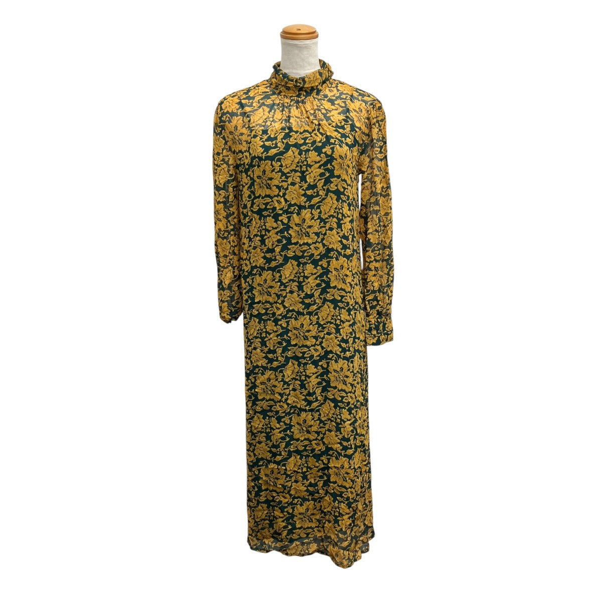 Georgette Leaf Dress長袖ワンピース12020320