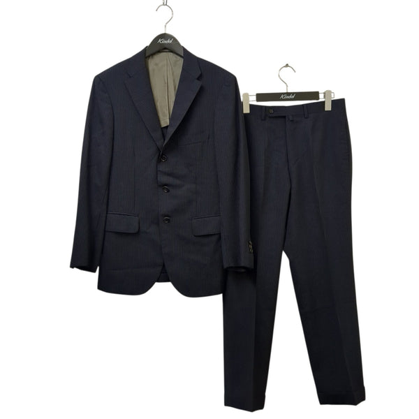 ⚠️お値下げ歓迎⚠️サイズ48数回着用のみクリーニング済上下ゼニアスーツ Ermenegildo Zegna(エルメネジルドゼニア) パンツ2本スーツ ネイビー