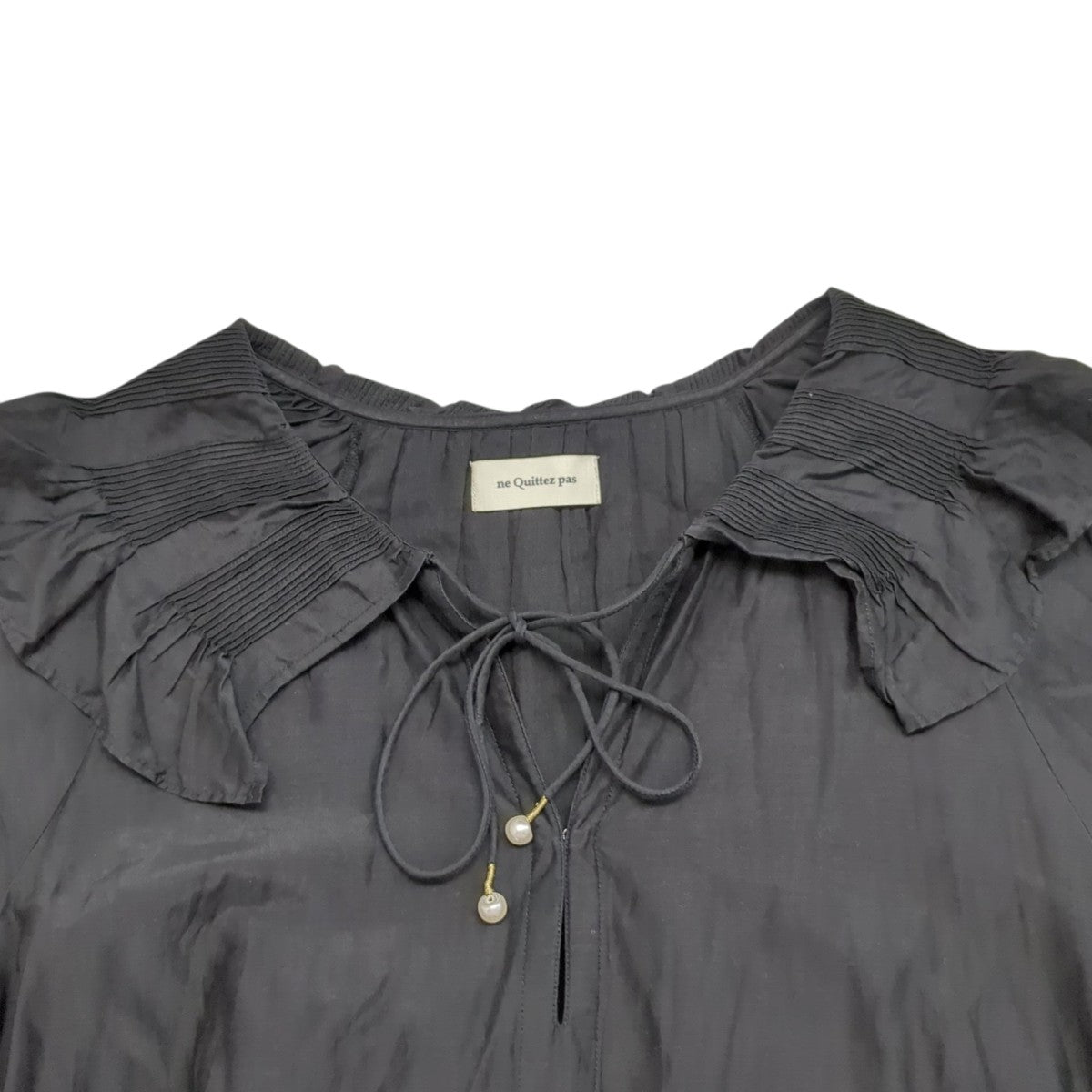 Cotton Silk Pintuck Collar Dress長袖ワンピース010461WW2