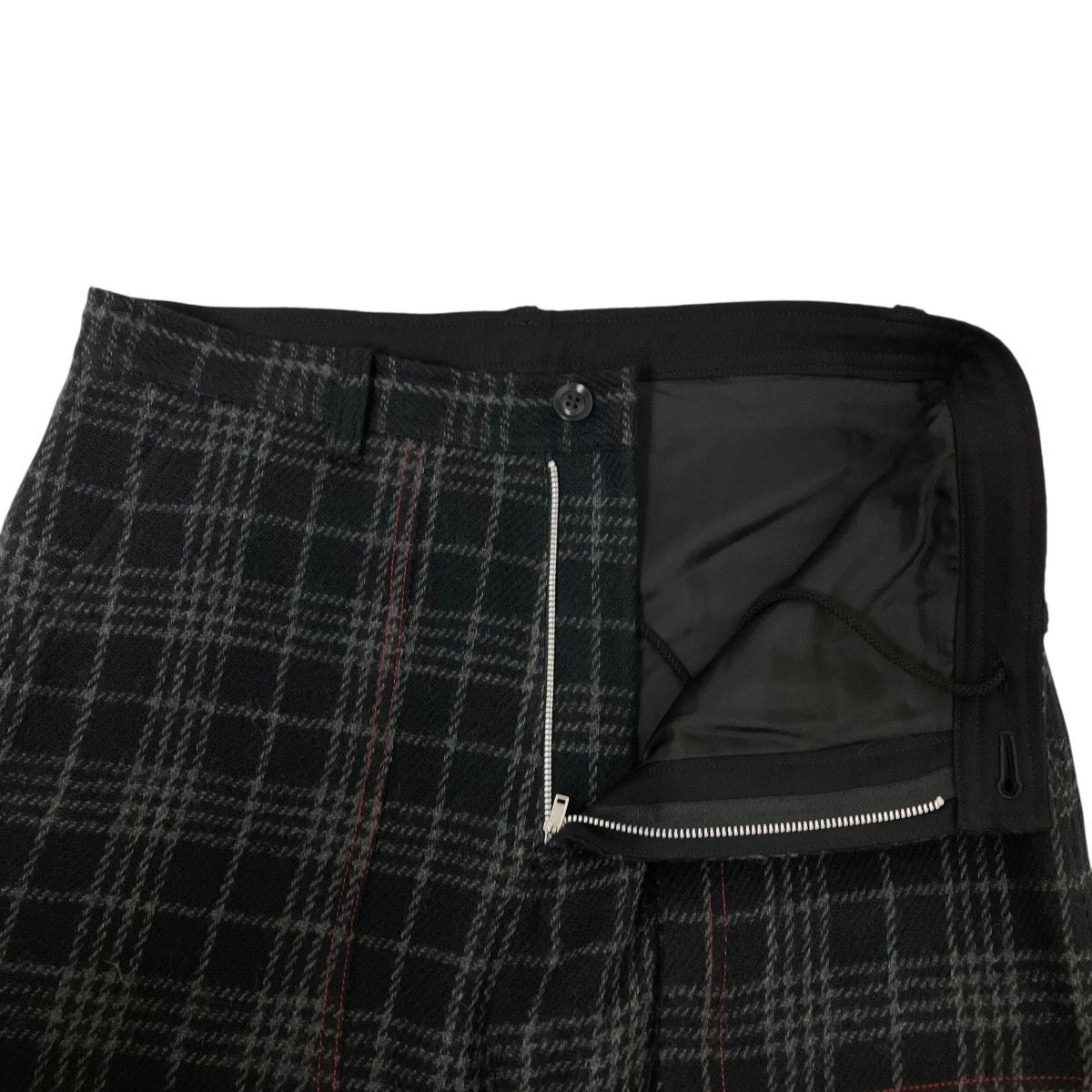 CHECK RED STITCH LONG STRAIGHT PANTSチェックパンツYO-P22-112