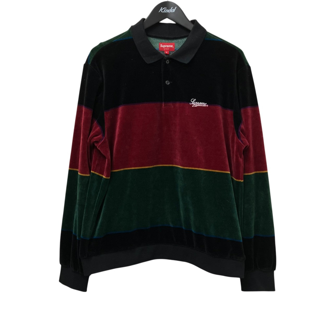19AWStripe Velour L S Polo長袖ポロシャツ