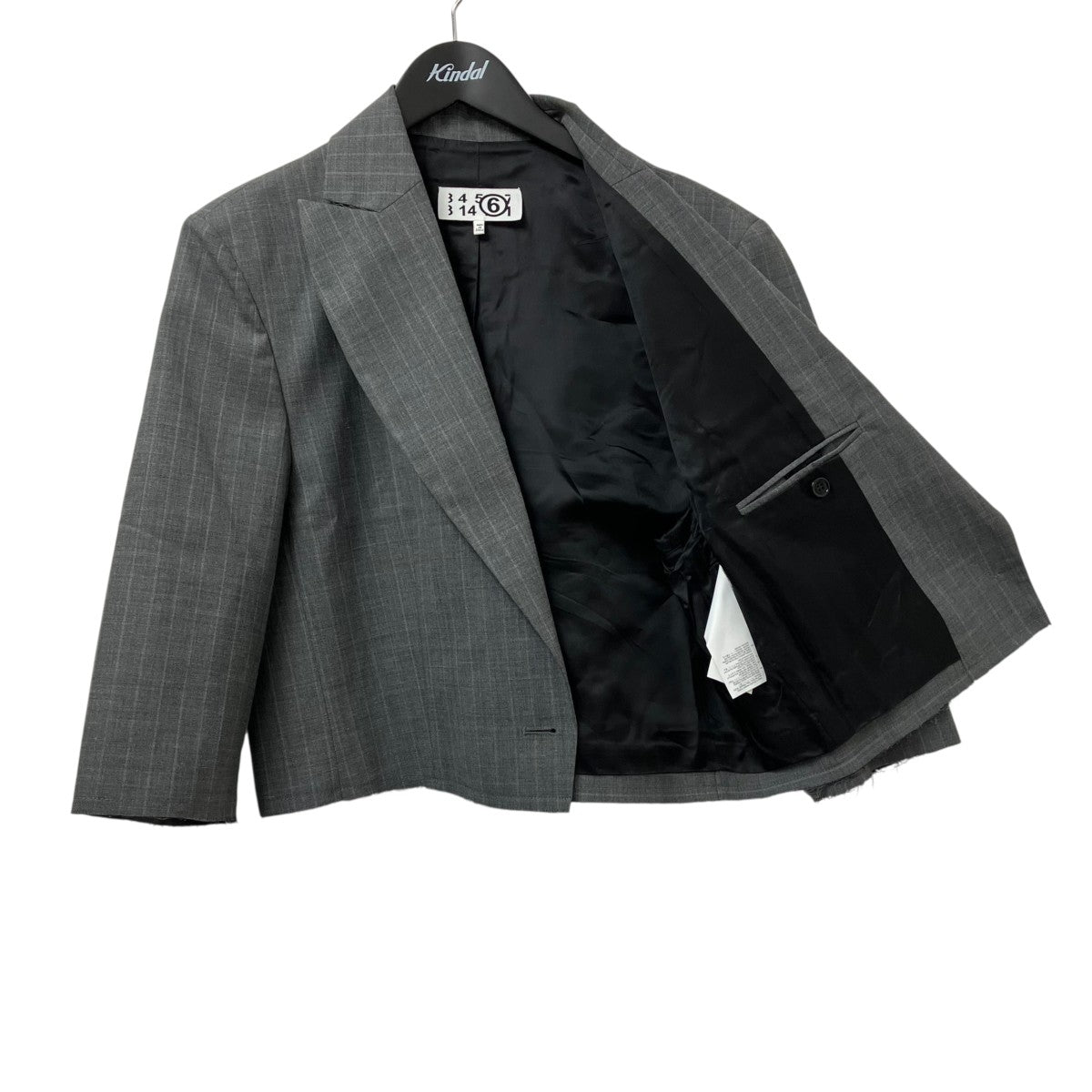 MM6 Maison Margiela Cropped Pinstriped Wool BlazerジャケットS62BN0036 古着・中古-2枚目のアイテム画像