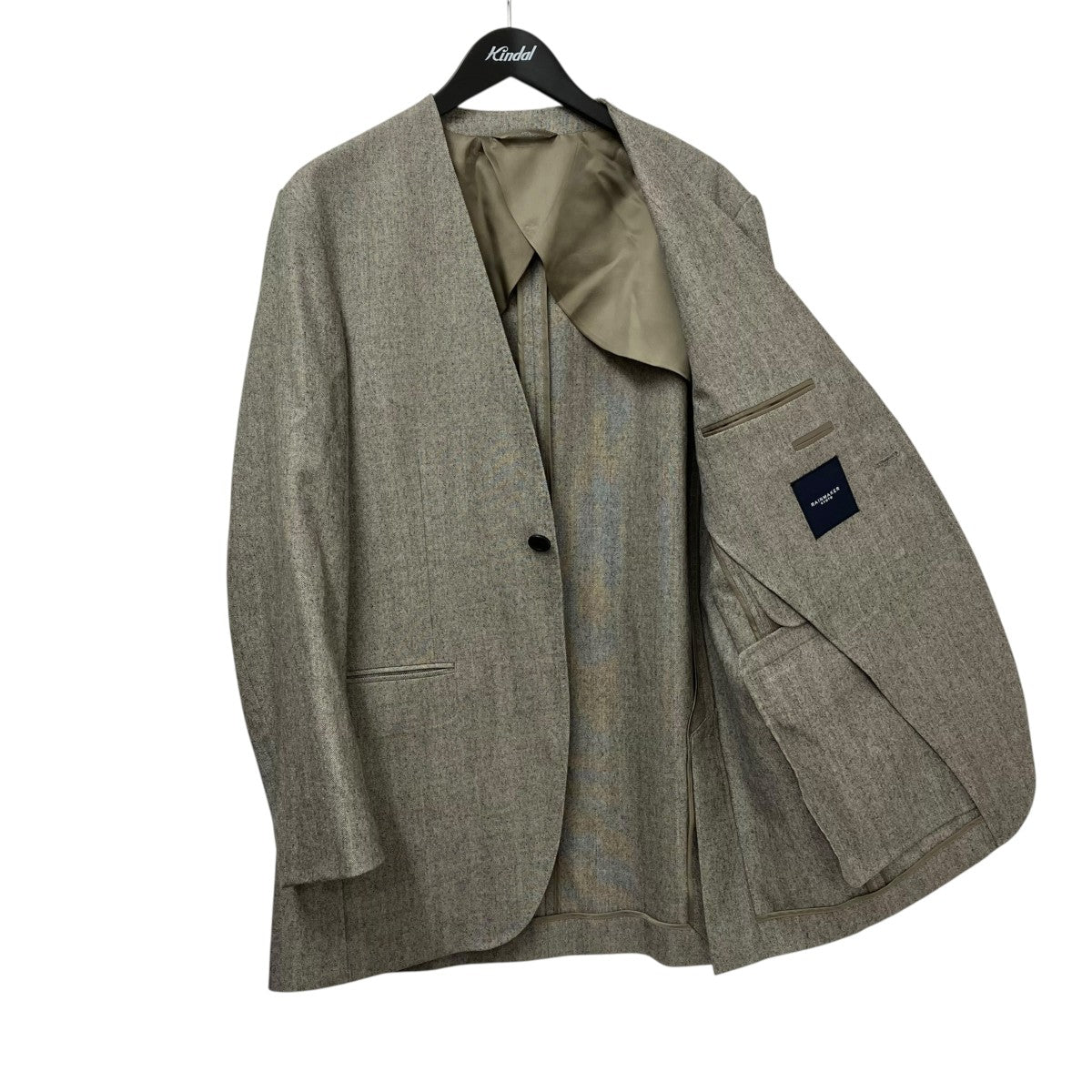 25AWNO COLLAR LONG JACKET   HOUNDSTOOTHノーカラージャケットRM252-035