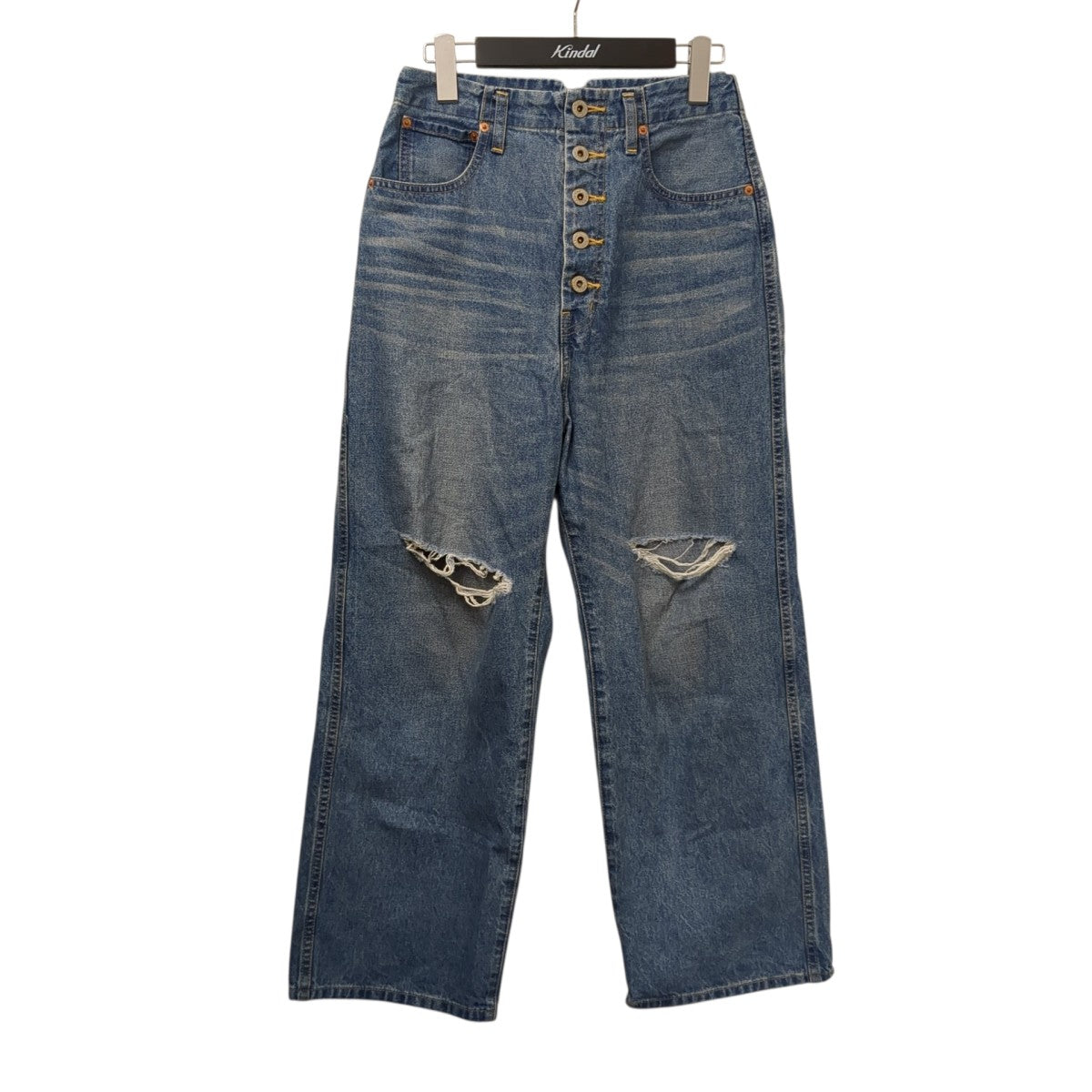JUNYA WATANABE ボタンフライ クラッシュデザイン デニムパンツJN-P014 古着・中古-1枚目のアイテム画像
