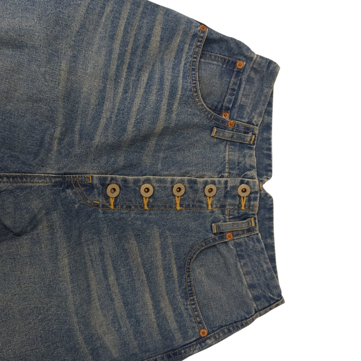 JUNYA WATANABE ボタンフライ クラッシュデザイン デニムパンツJN-P014 古着・中古-3枚目のアイテム画像