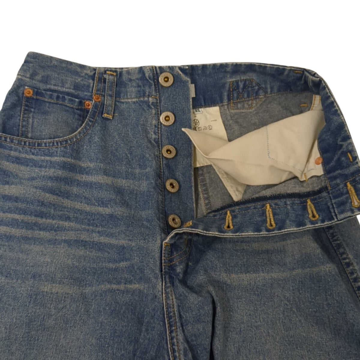 JUNYA WATANABE ボタンフライ クラッシュデザイン デニムパンツJN-P014 古着・中古-4枚目のアイテム画像