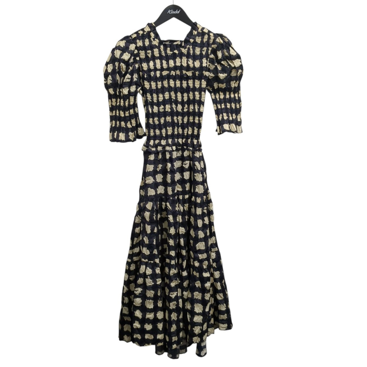 GINGHAM PUFF SLV SMOCKED DRESSワンピースAW22-104