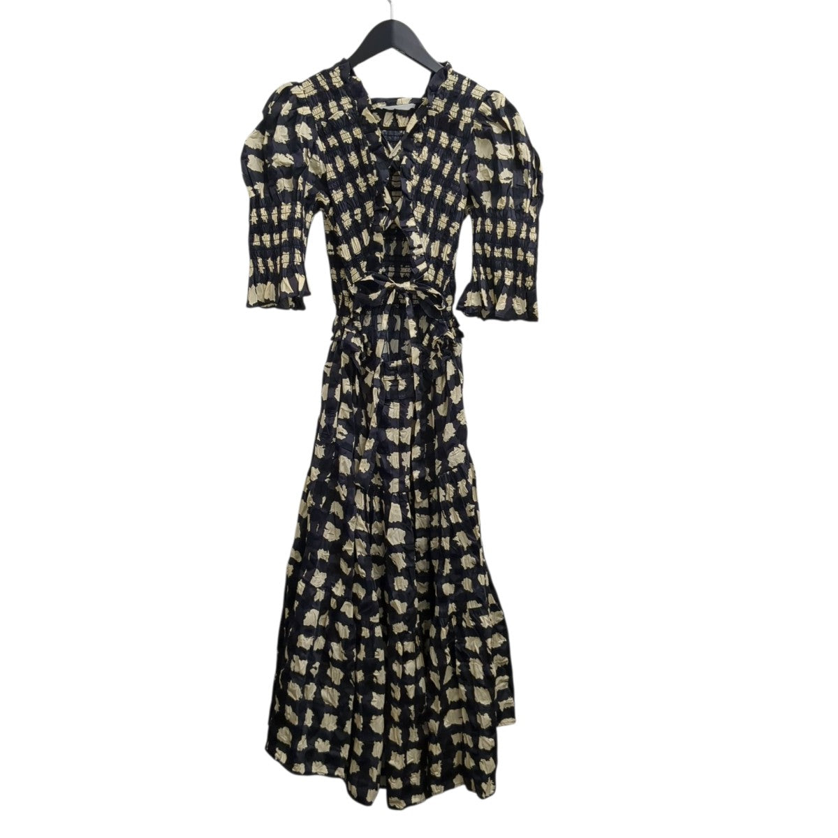 GINGHAM PUFF SLV SMOCKED DRESSワンピースAW22-104