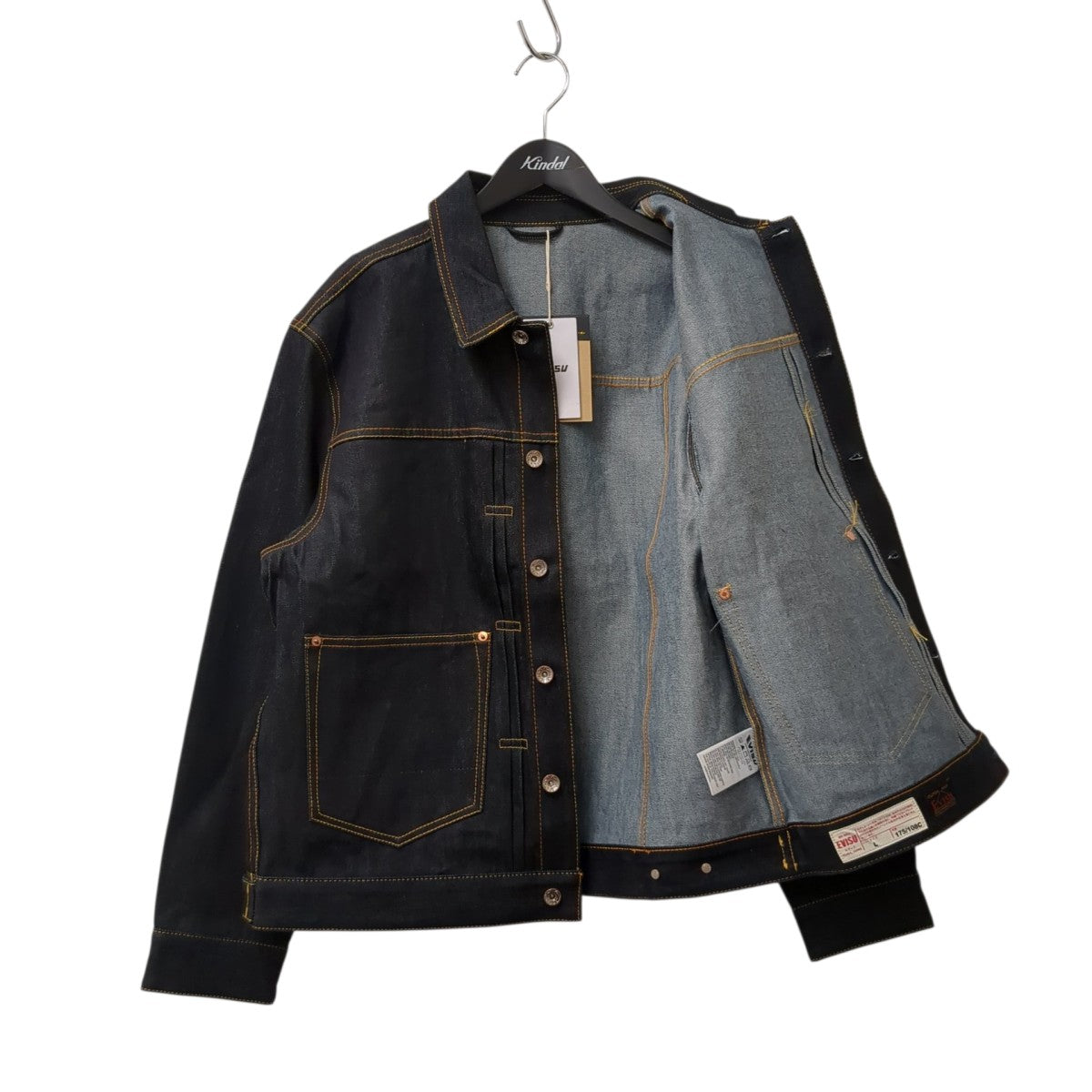EVISU デニムジャケット2ESHTM5DJ1241RXCT ｴｸﾘｭｶﾓﾒﾌﾟﾘﾝﾄﾘﾗｯｸｽﾌｨｯﾄ ﾃﾞﾆﾑｼﾞｬｹｯﾄ 古着・中古-2枚目のアイテム画像