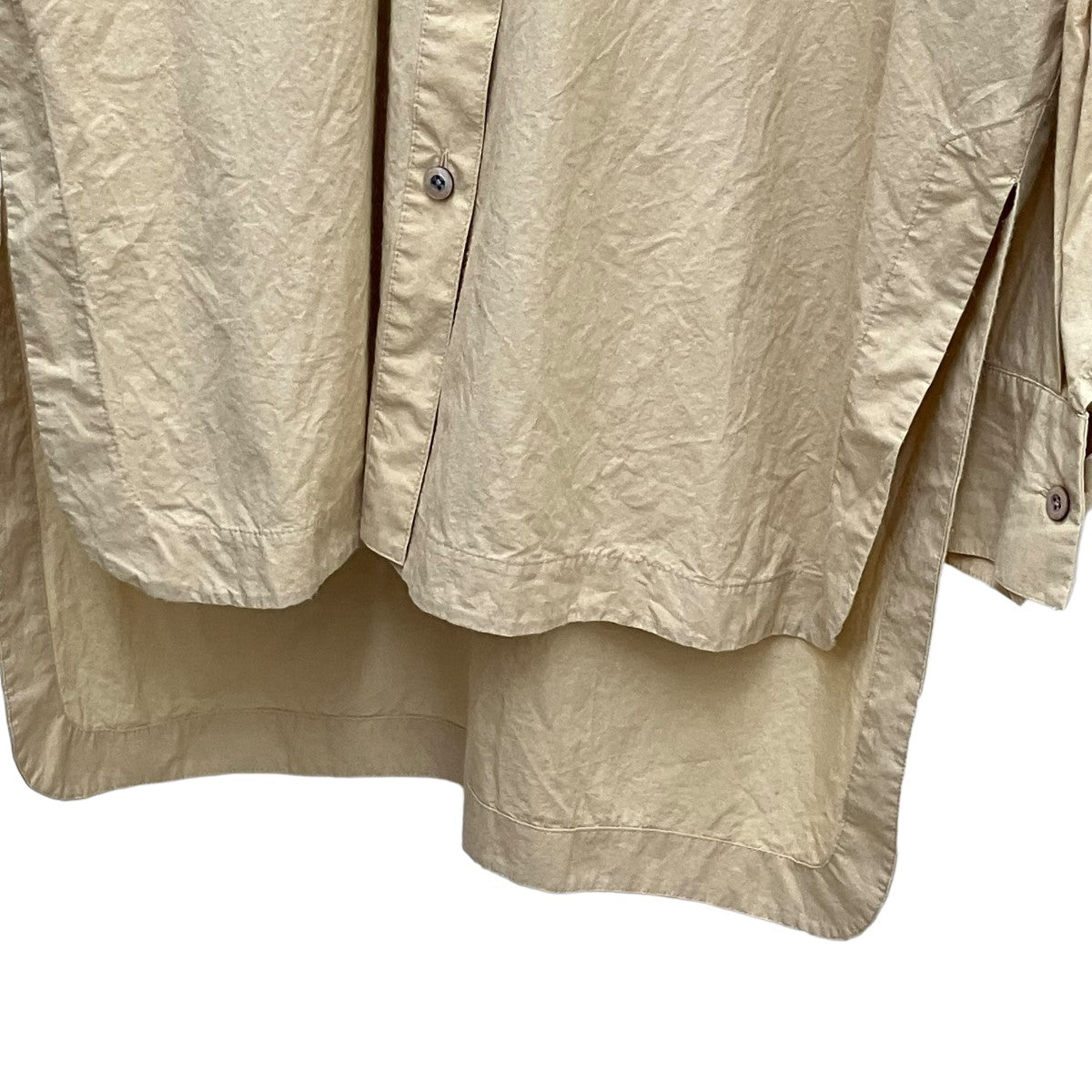 nagonstans◆長袖シャツ/M/ポリエステル/NVY/470IS830-1091 nagonstans(ナゴンスタンス) asymmetry round shirtデニムシャツ
