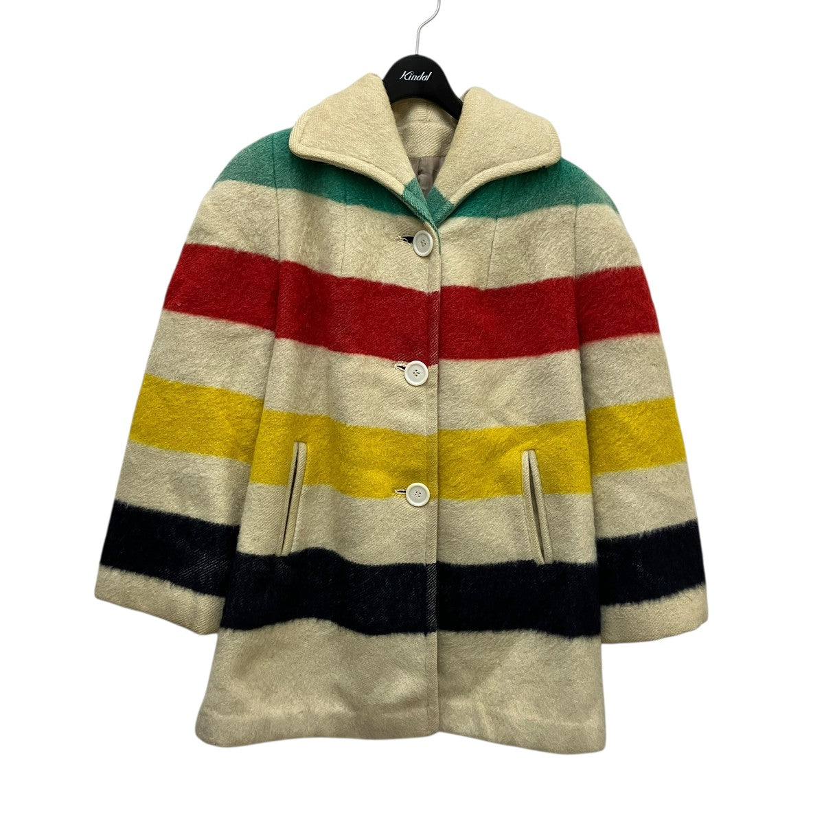 HUDSON’S BAY 70’s Vintageボーダーブランケットコート 古着・中古-1枚目のアイテム画像