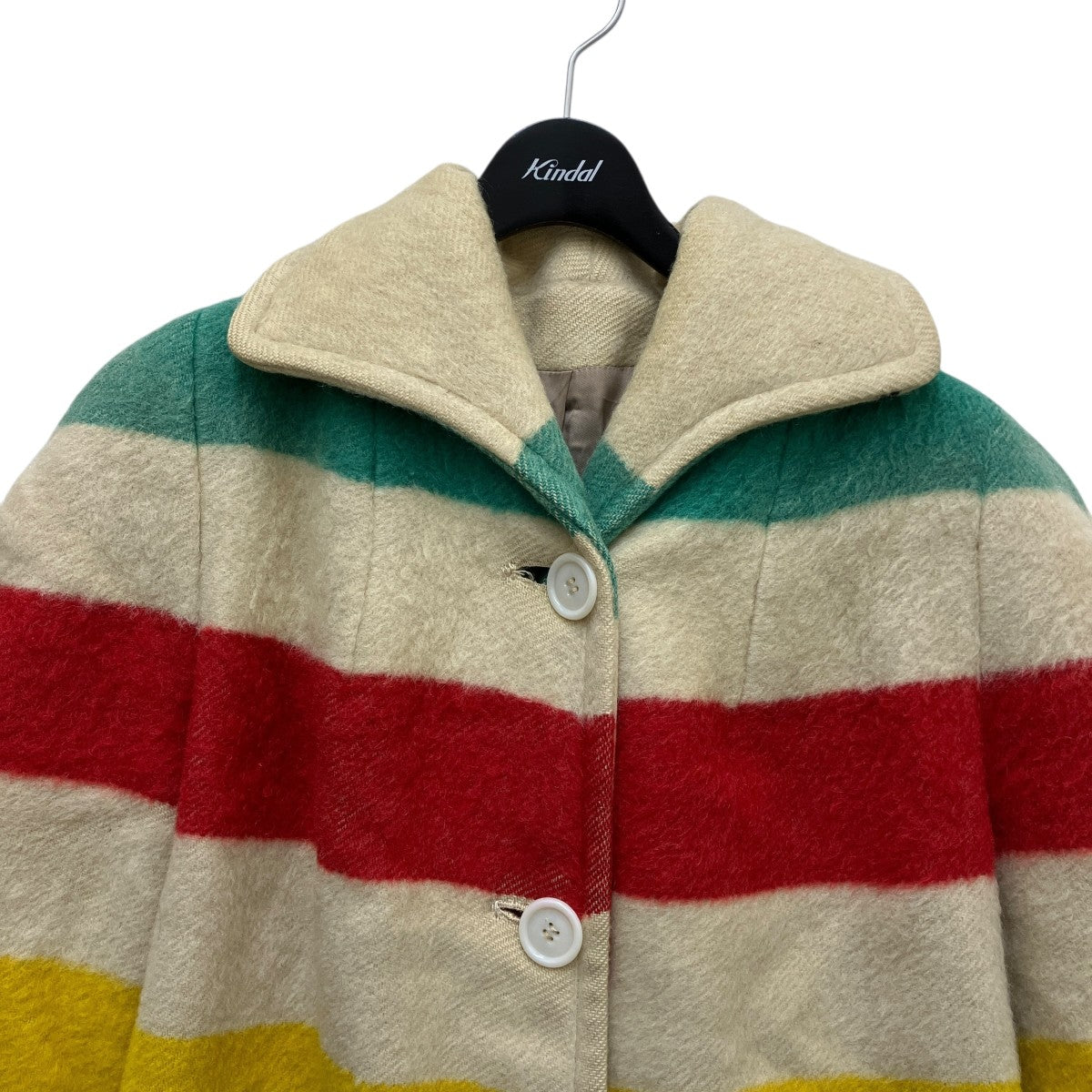HUDSON’S BAY 70’s Vintageボーダーブランケットコート 古着・中古-2枚目のアイテム画像