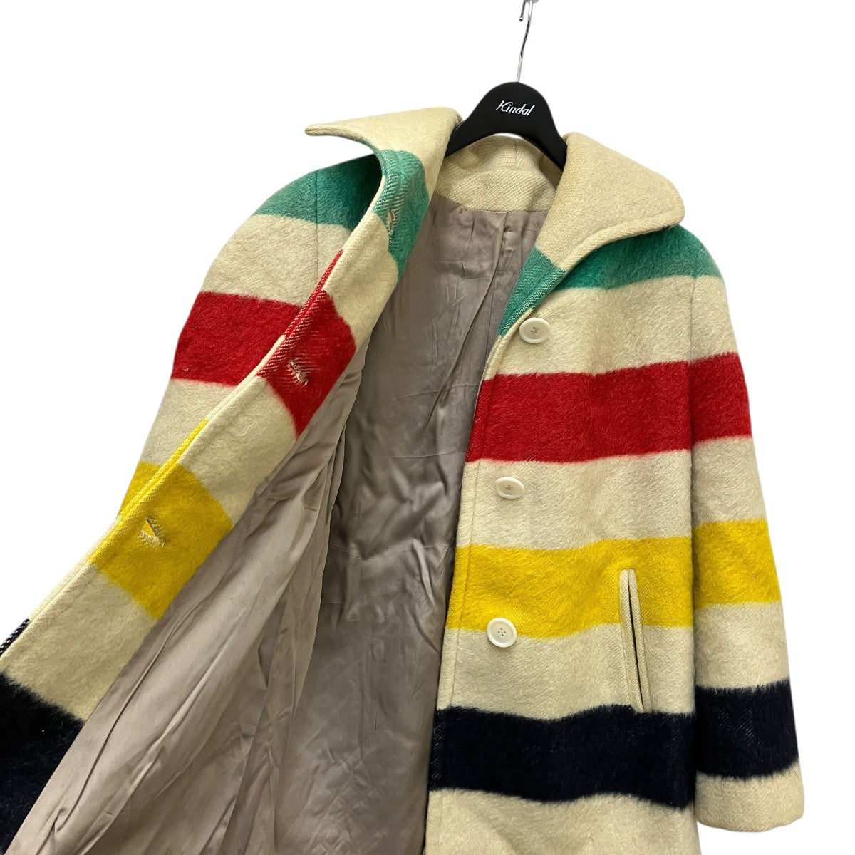 HUDSON’S BAY 70’s Vintageボーダーブランケットコート 古着・中古-4枚目のアイテム画像