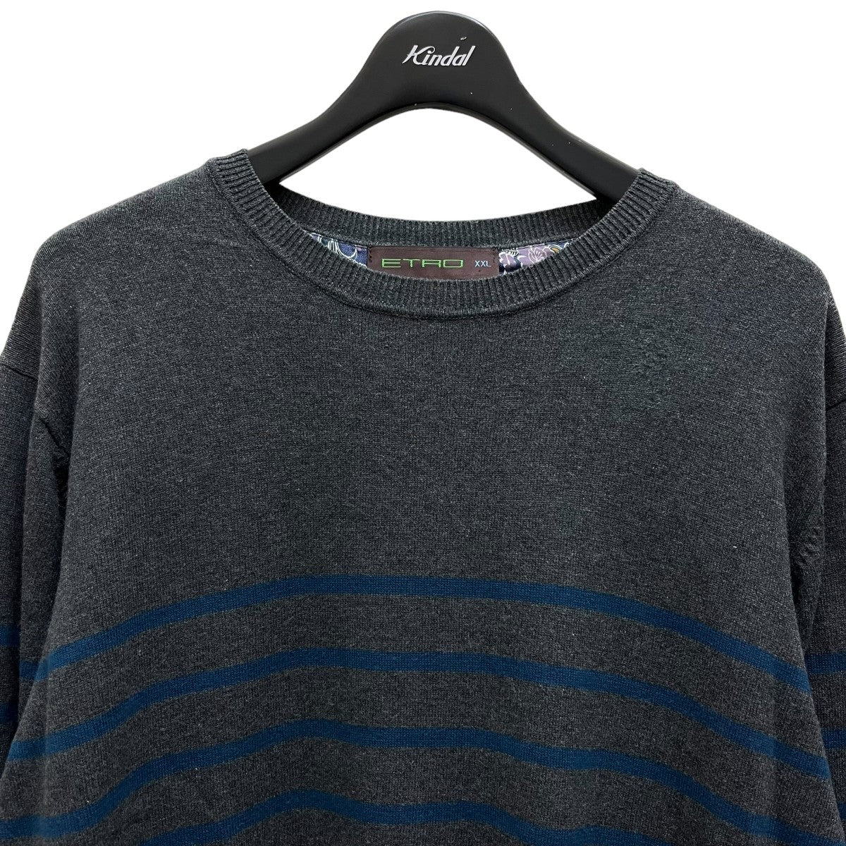 ETRO(エトロ) ボーダークルーネックニット グレー サイズ XXL