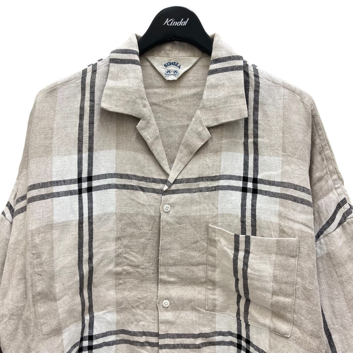 セール商品が満載 SUNSEA(サンシー) LINEN CHECK FRIED SHRIMP SHIRTチェック トップス