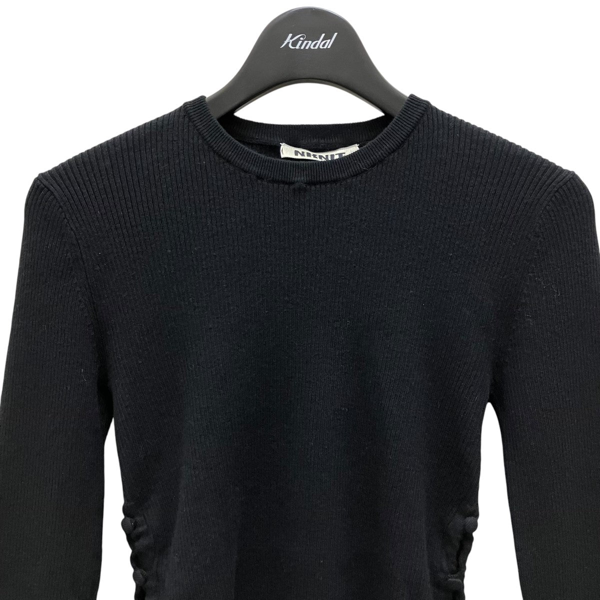 【値下げ】NKNIT シルク混サイドリボンニット NKNIT23AW-N69 ブラック サイズ：1 (堅田店) NKNIT(ンニット) シルク混サイドリボンニットNKNIT23AW-N69