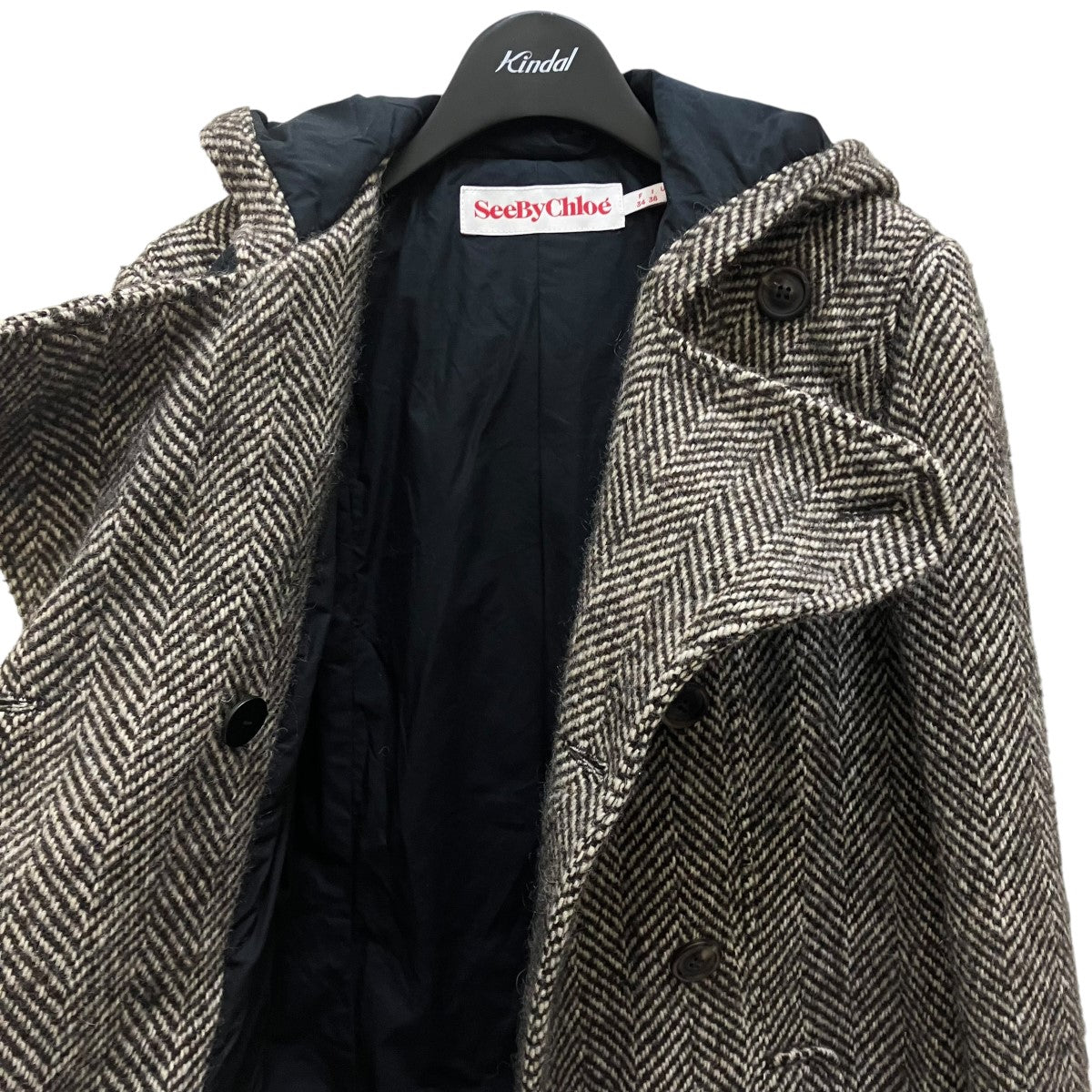 SEE BY CHLOE ヘリンボーンツイードコート 古着・中古-3枚目のアイテム画像
