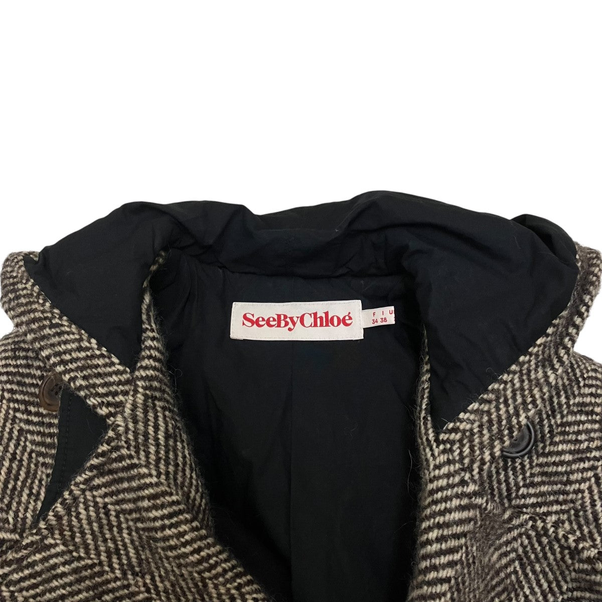 SEE BY CHLOE ヘリンボーンツイードコート 古着・中古-4枚目のアイテム画像