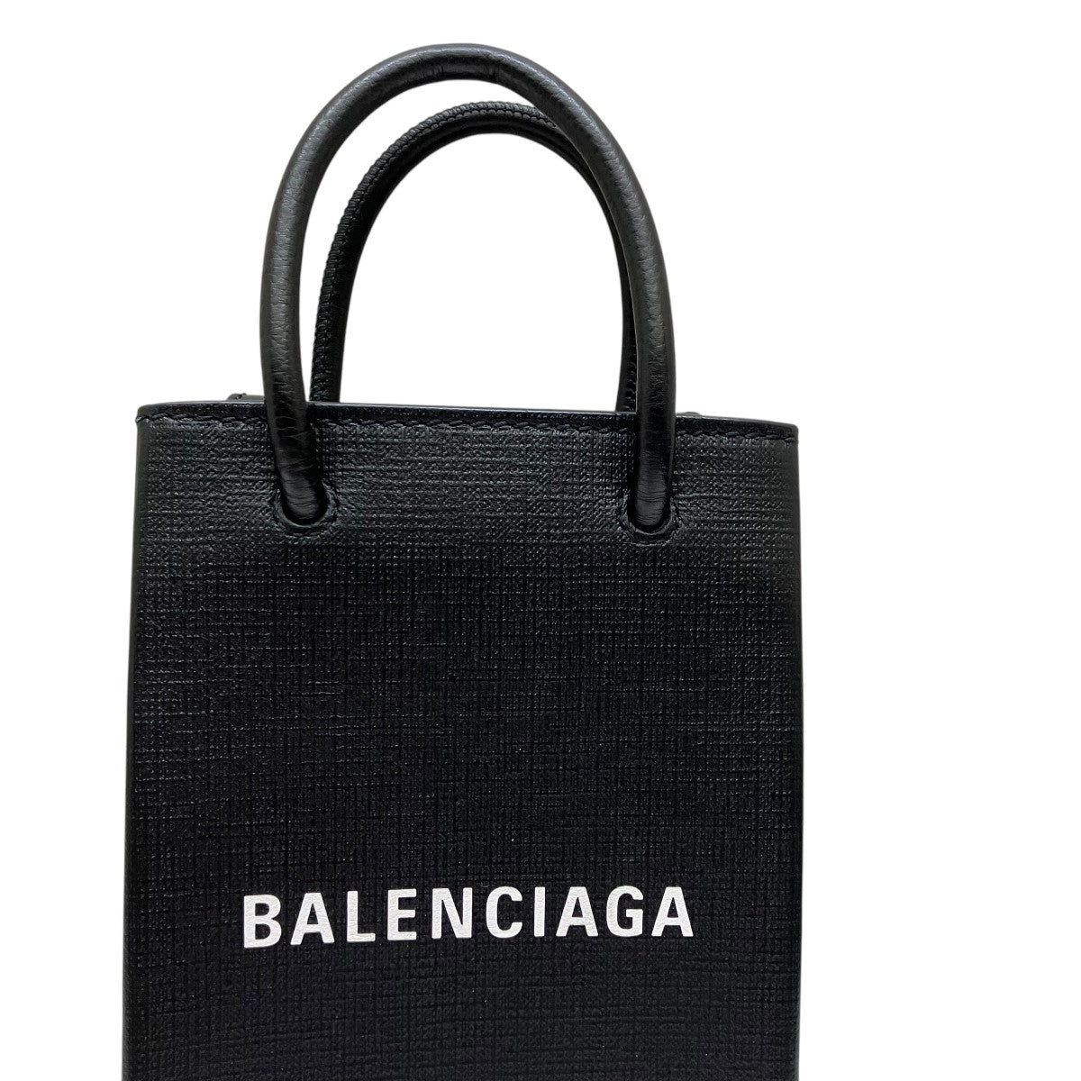 BALENCIAGA(バレンシアガ) ミニ ショッピングバッグ スクエアカーフショルダーバッグ593826-1000 593826-1000  ブラック｜【公式】カインドオルオンライン ブランド古着・中古通販【kindal】