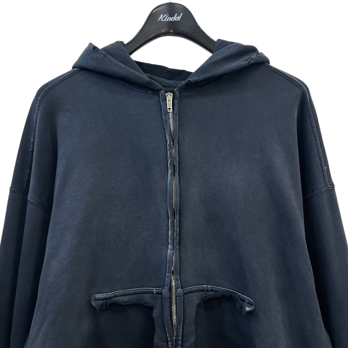 Tape Type Ripped Pocket Zip Up Hoodieジップパーカー