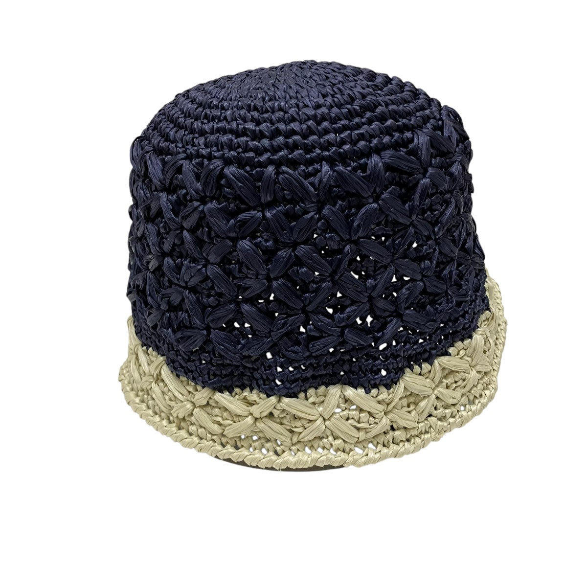 PRADA ネイビー バケットハット　ストローハット PRADA プラダ バケットハット レディース・メンズ 帽子 三角ロゴ