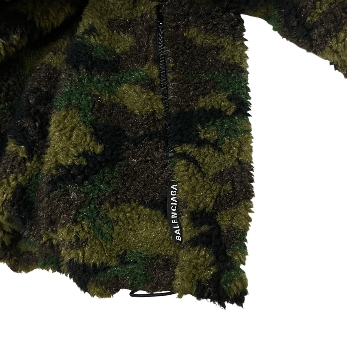 BALENCIAGA(バレンシアガ) カモフラージュ柄ボアコート グリーン