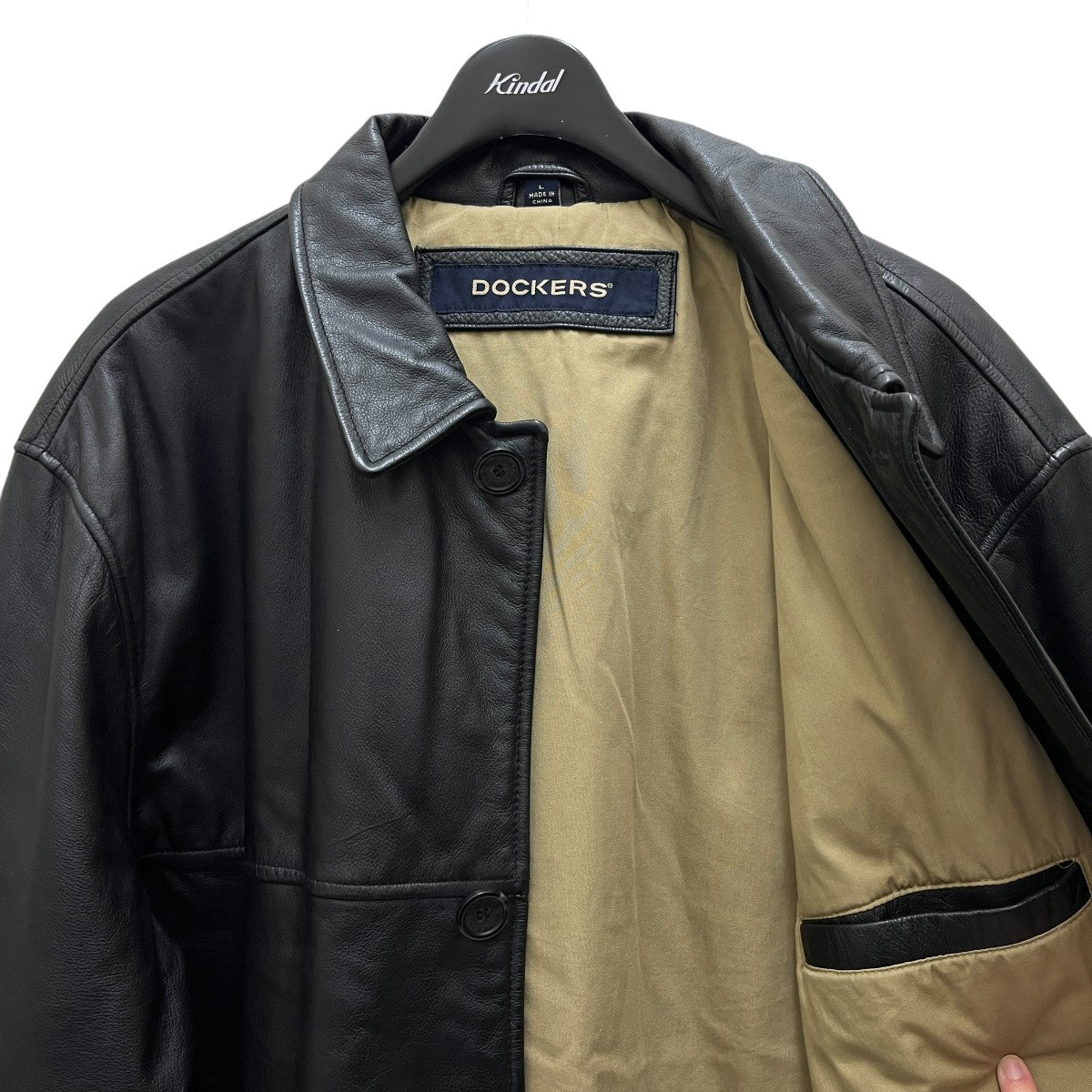 DOCKERS 90s レザーカーコート 羊革 ブラック XL 90s DOCKERS ドッカーズ 高品質 ラム レザー ジャケット 黒 L レザー