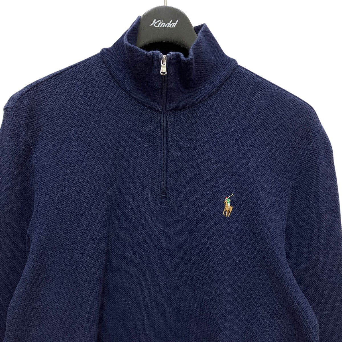 現行 POLO RALPH LAUREN ハーフジップスウェット チェック 紺 POLO RALPH LAUREN(ポロラルフローレン) ハーフジップスウェット