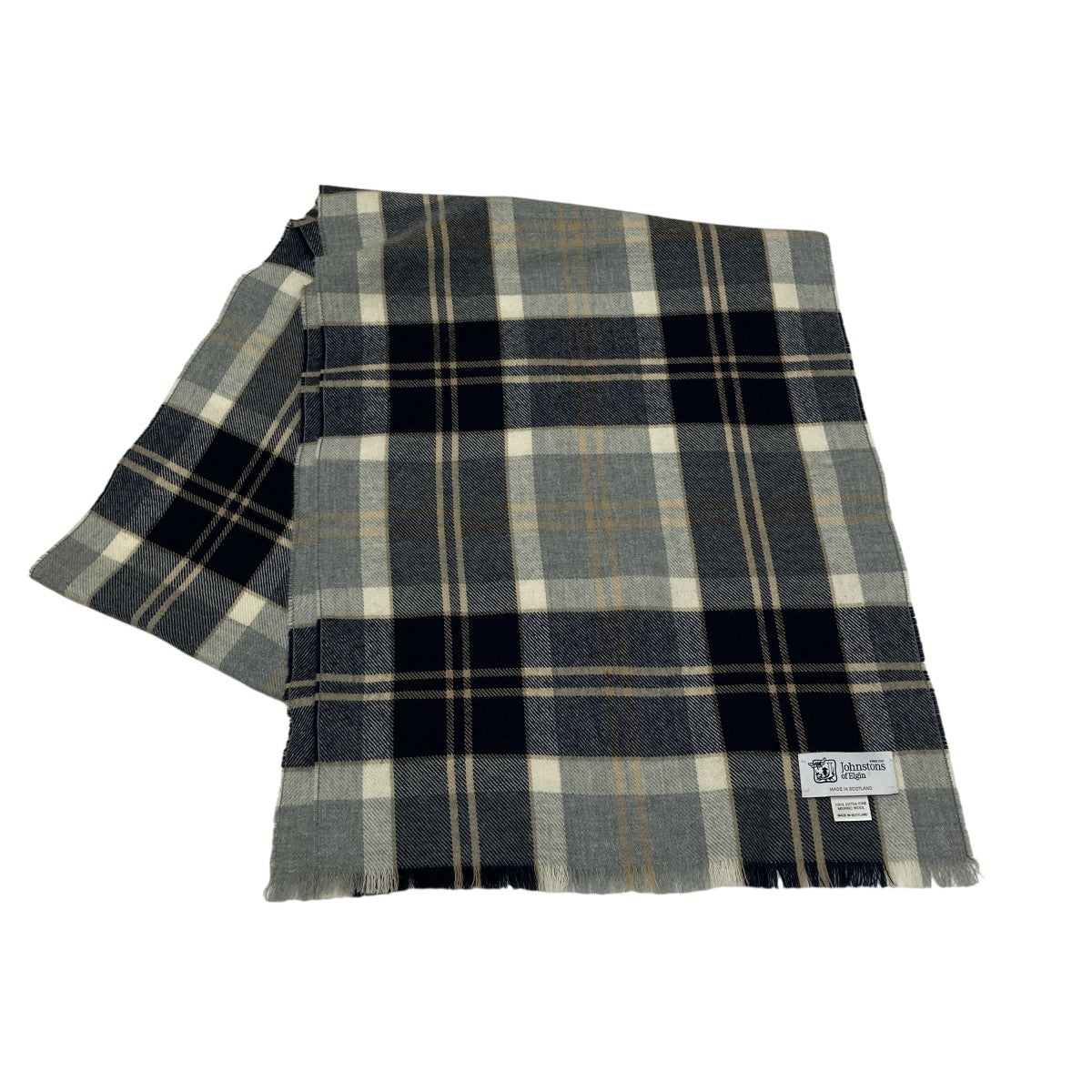 JOHNSTONS OF ELGIN チェックマフラー 古着・中古-1枚目のアイテム画像