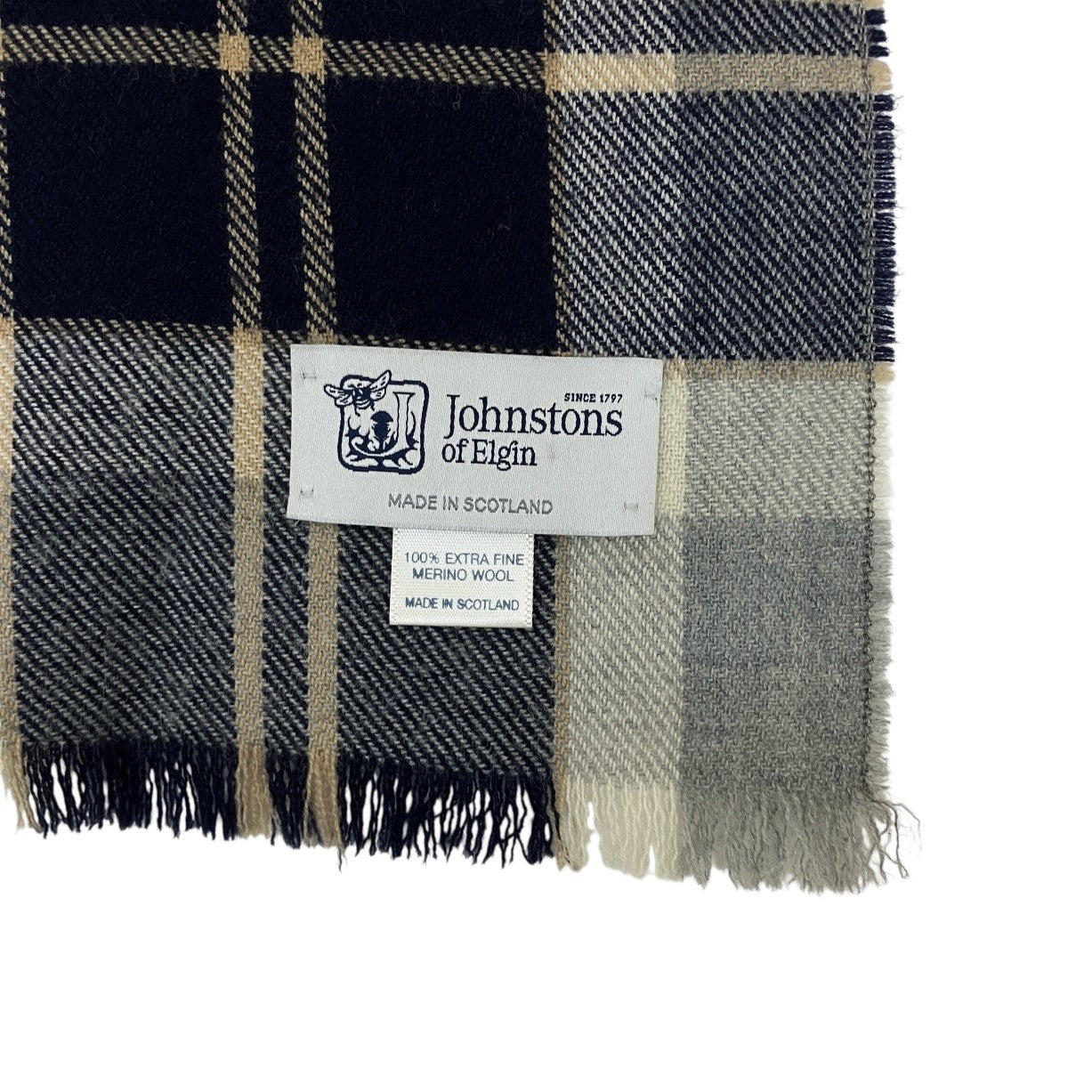 JOHNSTONS OF ELGIN チェックマフラー 古着・中古-2枚目のアイテム画像