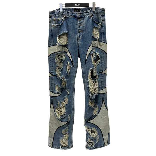 THUG CLUB(サグクラブ) 24AWダメージ加工トライバルデニムパンツデニム