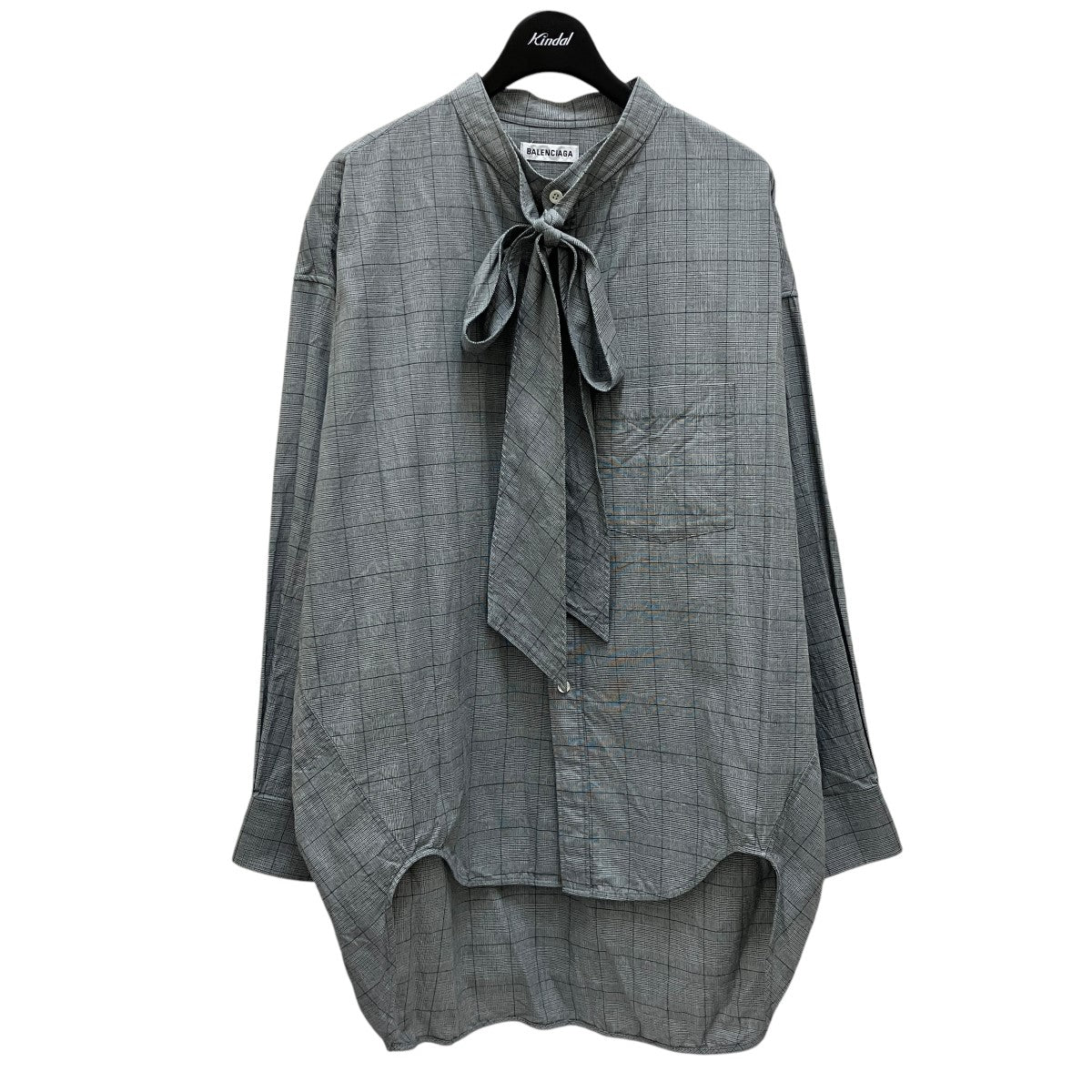 バレンシアガ BALENCIAGA 19SS チェック スタンドカラーシャツ 520497 グレー サイズ：32 BALENCIAGA(バレンシアガ) 19SSチェックスタンドカラーシャツ