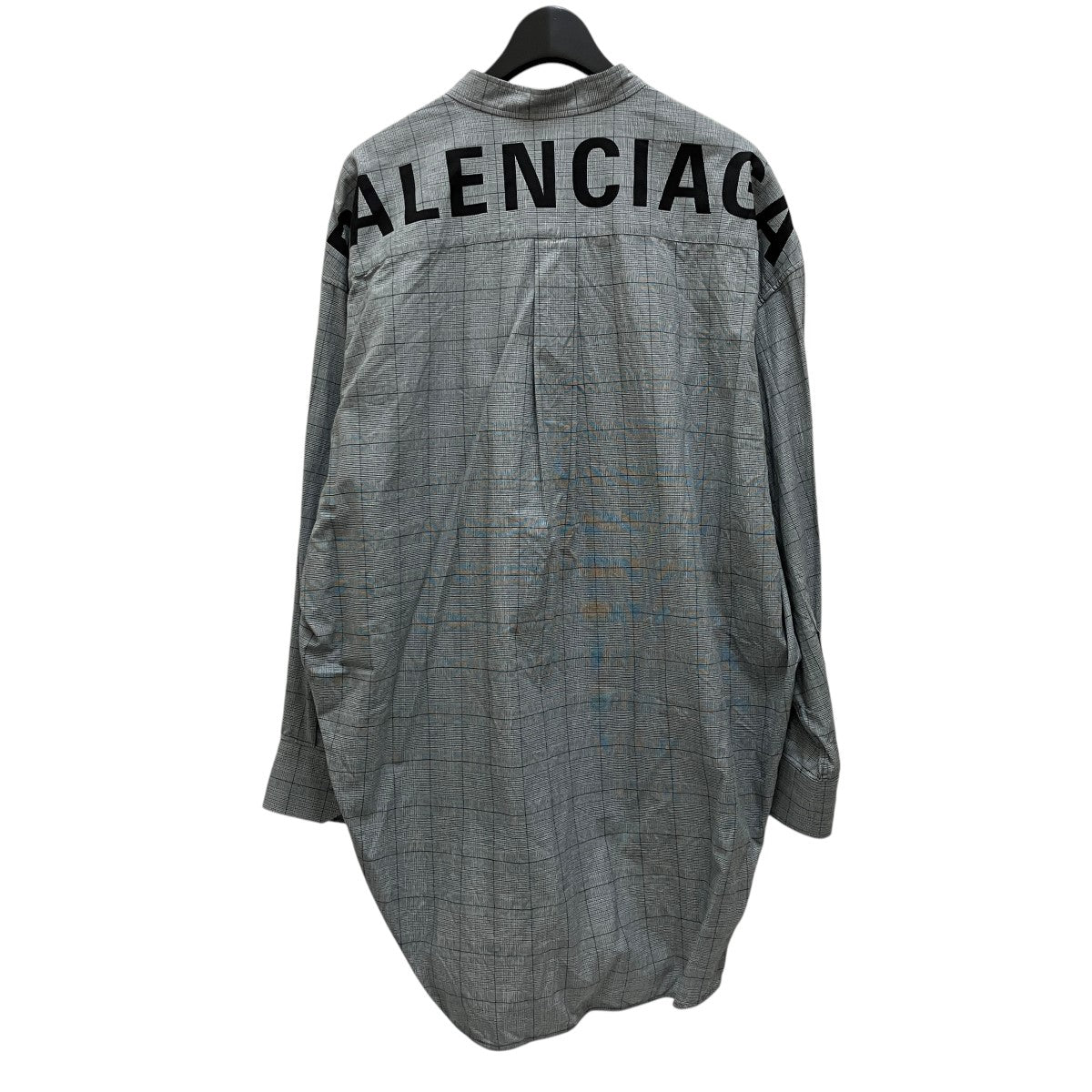 バレンシアガ BALENCIAGA 19SS チェック スタンドカラーシャツ 520497 グレー サイズ：32 BALENCIAGA(バレンシアガ) 19SSチェックスタンドカラーシャツ